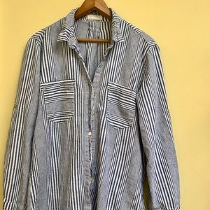 JUST LIVING STRIPED BUTTON DOWN